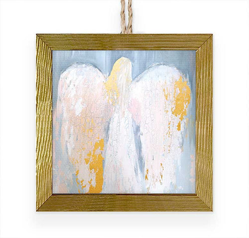 Graceful Angel Wooden Blonde Framed Ornament