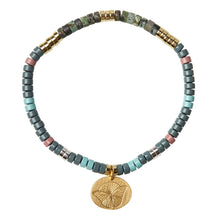 African Turquoise and Gold Stone Intention Charm Bracelet