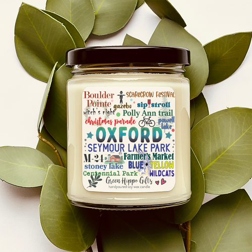 Oxford, Michigan Subway Words 9 oz. Candle