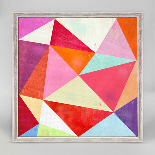 Pretty Pink Prisms Rustic White Mini Framed Canvas