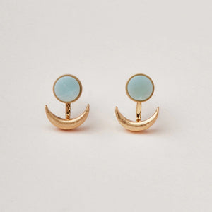 Stone Moon Phase Earrings in Amazonite and Gold
