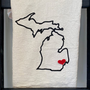 Michigan Love My State Kitchen Tea Towel