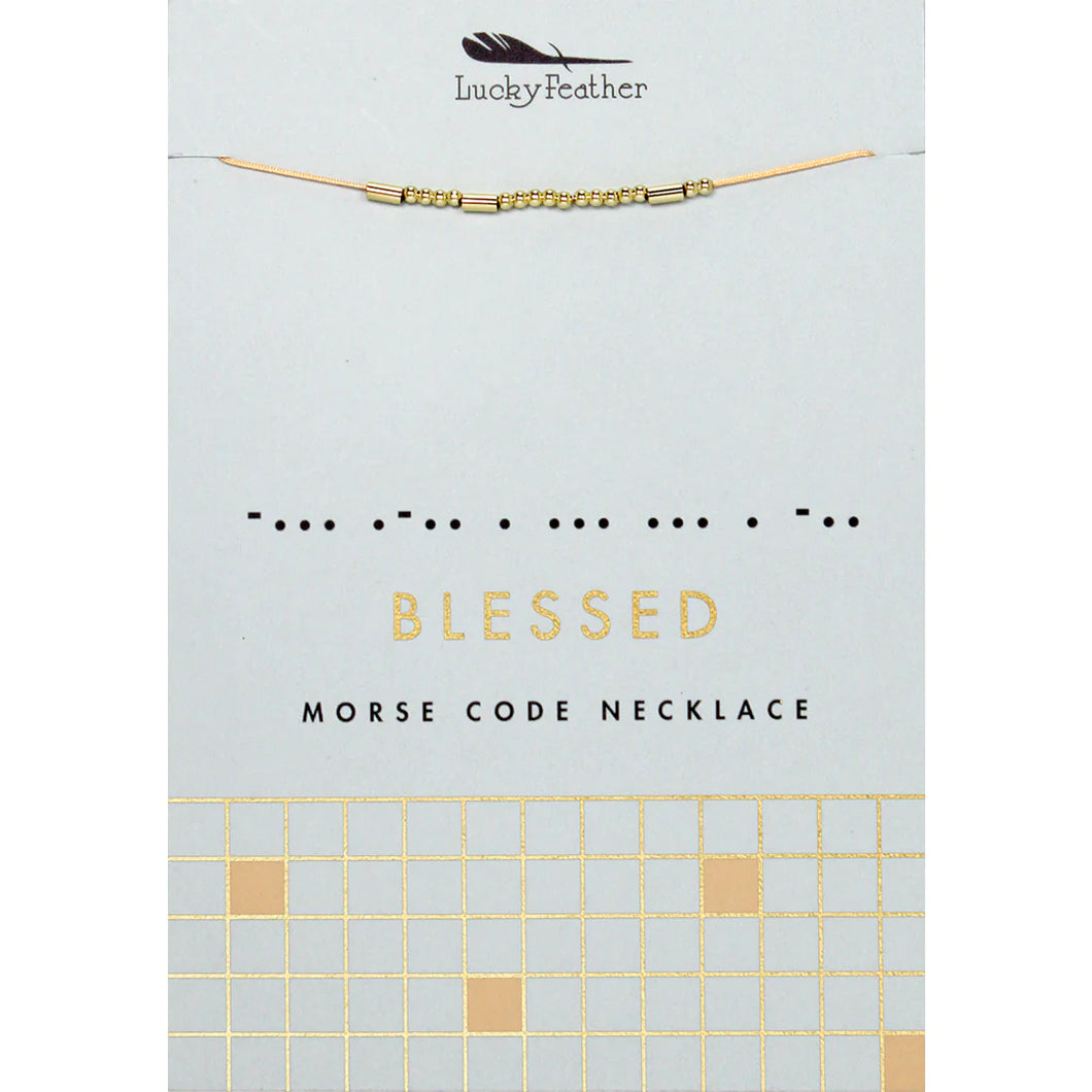 Gold Morse Code Necklace- Blessed
