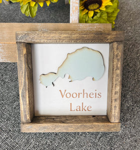 Voorheis Lake 3D Wood Art Sign
