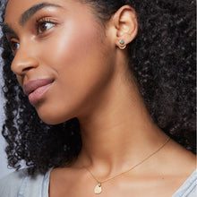 Stone Moon Phase Earrings in African Turquoise and Gold