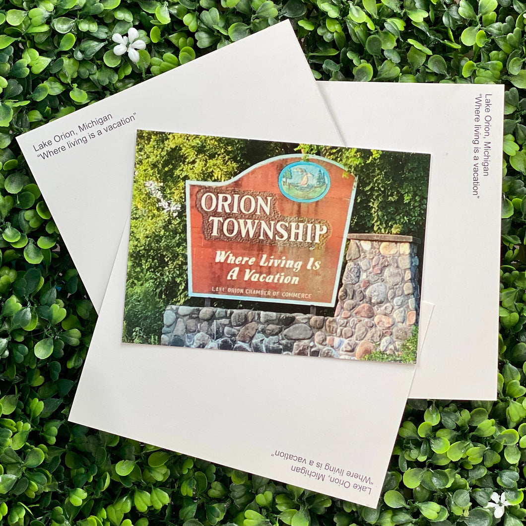 Orion Township Sign Postcard