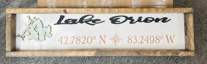 Lake Orion Coordinates Wooden Art Sign