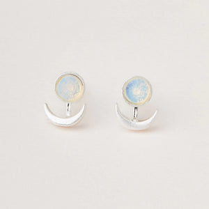 Stone Moon Phase Earring in Opalite and Silver