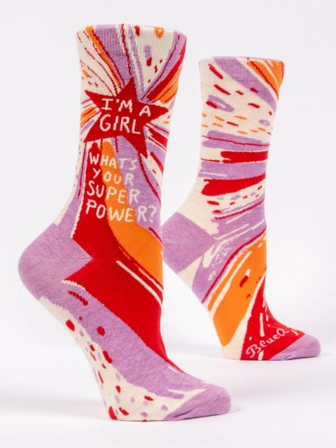 I’m a Girl, What’s Your Superpower Women's Crew Socks