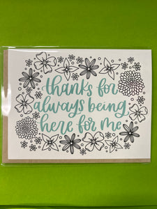 Thanks for Being Here Greeting Card (Jordyn Alison)