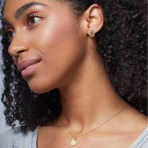 Stone Moon Phase Earring in Opalite and Silver