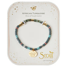 African Turquoise and Gold Stone Intention Charm Bracelet