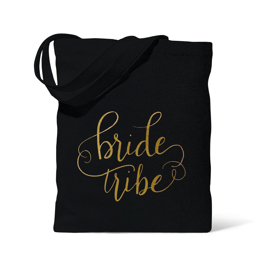 Bride Tribe Black Canvas Tote Wedding Bag
